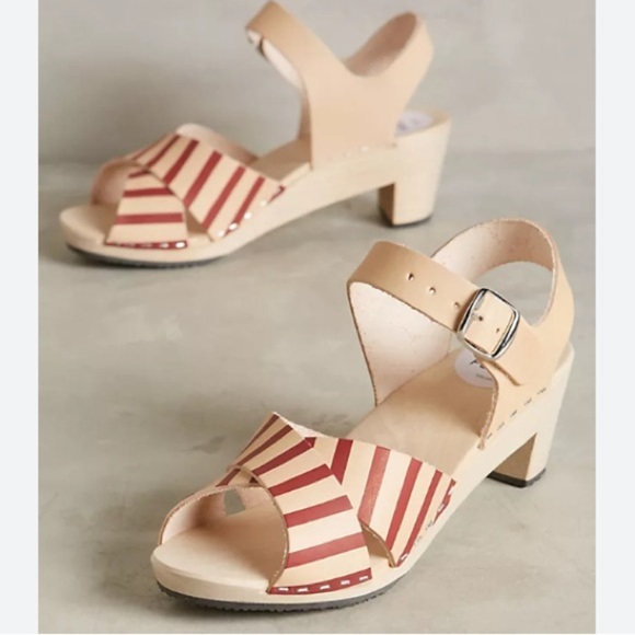 Anthropologie Terhi Polkki‎ Sandal Clogs Striped Size 39 8.5 - Picture 1 of 7